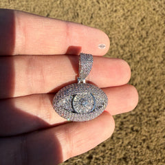 Evil Eye Iced Pendant 14K White Gold Finish