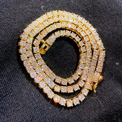 14K Yellow Gold Plated CZ Tennis Necklace
