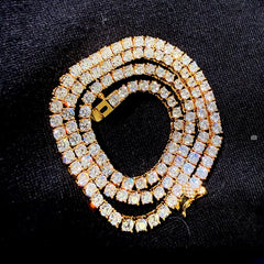 14K Yellow Gold Plated CZ Tennis Necklace