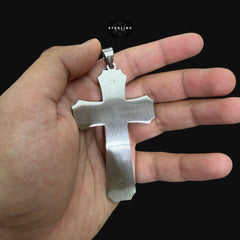 Large Steel 3D Cross Pendant
