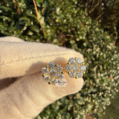 Moissanite 9mm Daisy Screwback Stud Earrings Gold Tone
