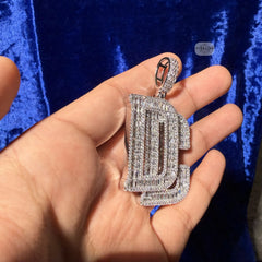 DC 14K White Gold Plated Iced Statement Pendant
