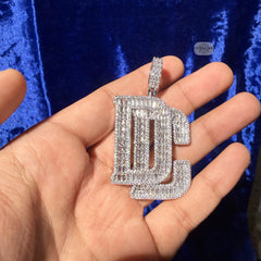DC 14K White Gold Plated Iced Statement Pendant