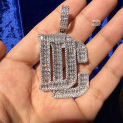DC 14K White Gold Plated Iced Statement Pendant