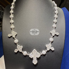 Moissanite Cross with Beads Chain