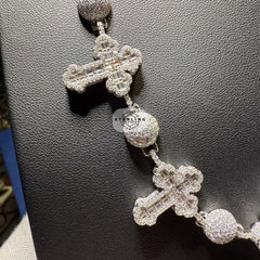 Moissanite Cross with Beads Chain