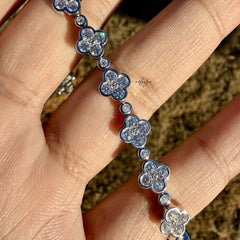 Moissanite Iced Flower Bracelet 8"