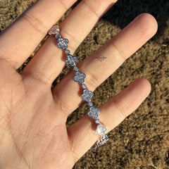 Moissanite Iced Flower Bracelet 8"
