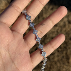Moissanite Iced Flower Bracelet 8"