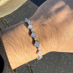 Moissanite Iced Flower Bracelet 8"