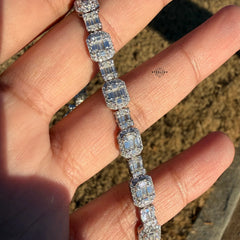 Moissanite Iced Baguette Bracelet 8"