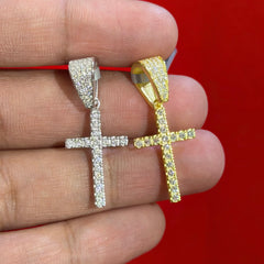 Small Moissanite Cross Necklace VVS D Color | Passes Diamond Tester | GRA Certified | 925 Sterling Silver | Hypoallergenic | Gold or Silver | Gift Box Included
