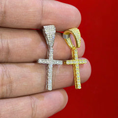 Small Moissanite Cross Necklace VVS D Color | Passes Diamond Tester | GRA Certified | 925 Sterling Silver | Hypoallergenic | Gold or Silver | Gift Box Included