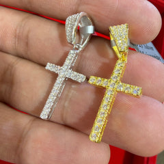 Small Moissanite Cross Necklace VVS D Color | Passes Diamond Tester | GRA Certified | 925 Sterling Silver | Hypoallergenic | Gold or Silver | Gift Box Included