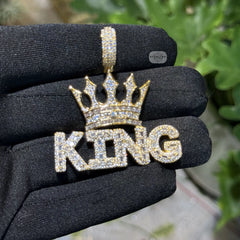 King Iced Pendant - 14k Gold Plated