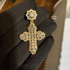 Pear Cut Cross Pendant 14k Gold Plated