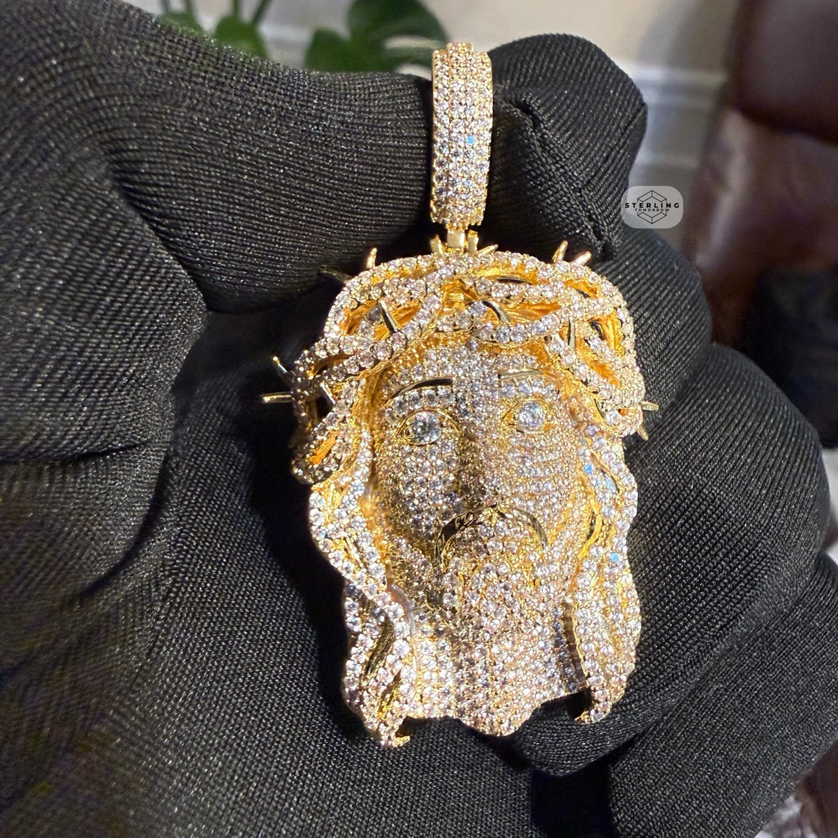 14K Gold Plated Iced Jesus Pendant
