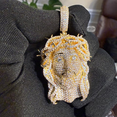 14K Gold Plated Iced Jesus Pendant