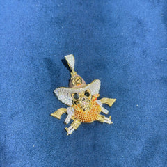 14k Gold Plated Iced Out Pirate Skull Pendant
