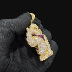 14k Gold Plated Iced Out Gorilla Pendant