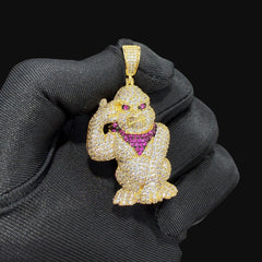 14k Gold Plated Iced Out Gorilla Pendant