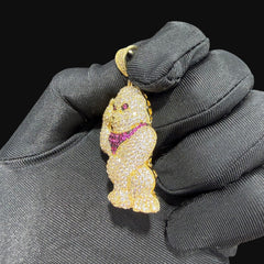 14k Gold Plated Iced Out Gorilla Pendant