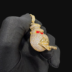 14k Gold Plated Iced Out Angry Duck Pendant