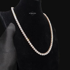 Moissanite 6mm Rose Gold Tennis Chain 925 Sterling Silver
