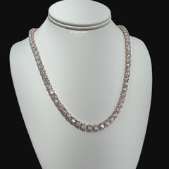 Moissanite 6mm Rose Gold Tennis Chain 925 Sterling Silver