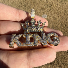 King Iced Pendant - 14k Gold Plated