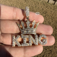 King Iced Pendant - 14k Gold Plated