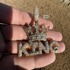King Iced Pendant - 14k Gold Plated