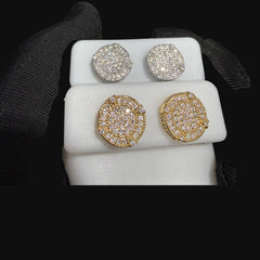 10mm Moissanite Iced Out Screwback Earrings, Solid 925 Sterling Silver Round Stud Earrings, Unisex Hip Hop Jewelry