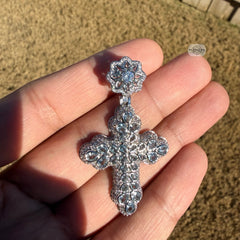 Pear Cut Cross Pendant 14k White Gold Plated
