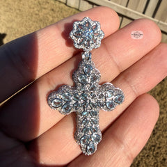 Pear Cut Cross Pendant 14k White Gold Plated