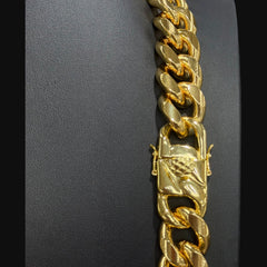 22mm 24 Inch Gold Miami Cuban Chain, Triple Layer 18K Gold PVD Stainless Steel Necklace, Chunky Hip Hop Unisex Jewelry
