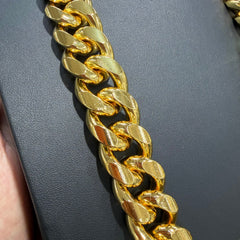 22mm 24 Inch Gold Miami Cuban Chain, Triple Layer 18K Gold PVD Stainless Steel Necklace, Chunky Hip Hop Unisex Jewelry