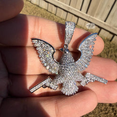Eagle Guns 14k White Gold Plated Iced Pendant