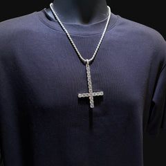 Large Upside Down Inverted Tennis Cross Pendant