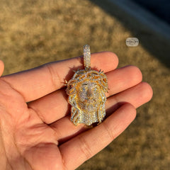 14K Gold Plated Iced Jesus Pendant