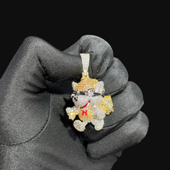 14K Gold Iced Out Designer Dog Pendant | CZ Diamond Hip Hop Puppy Necklace | Luxury Bling Charm