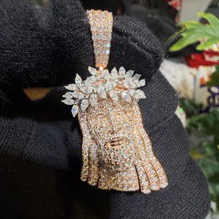 Moissanite Marquis Thorns Rose Jesus Pendant