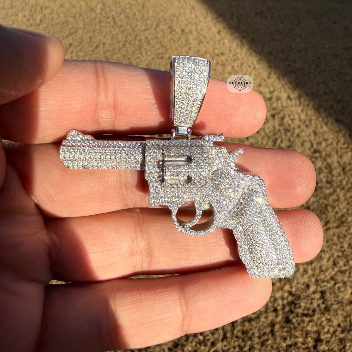 Moissanite Iced Revolver Gun Pendant