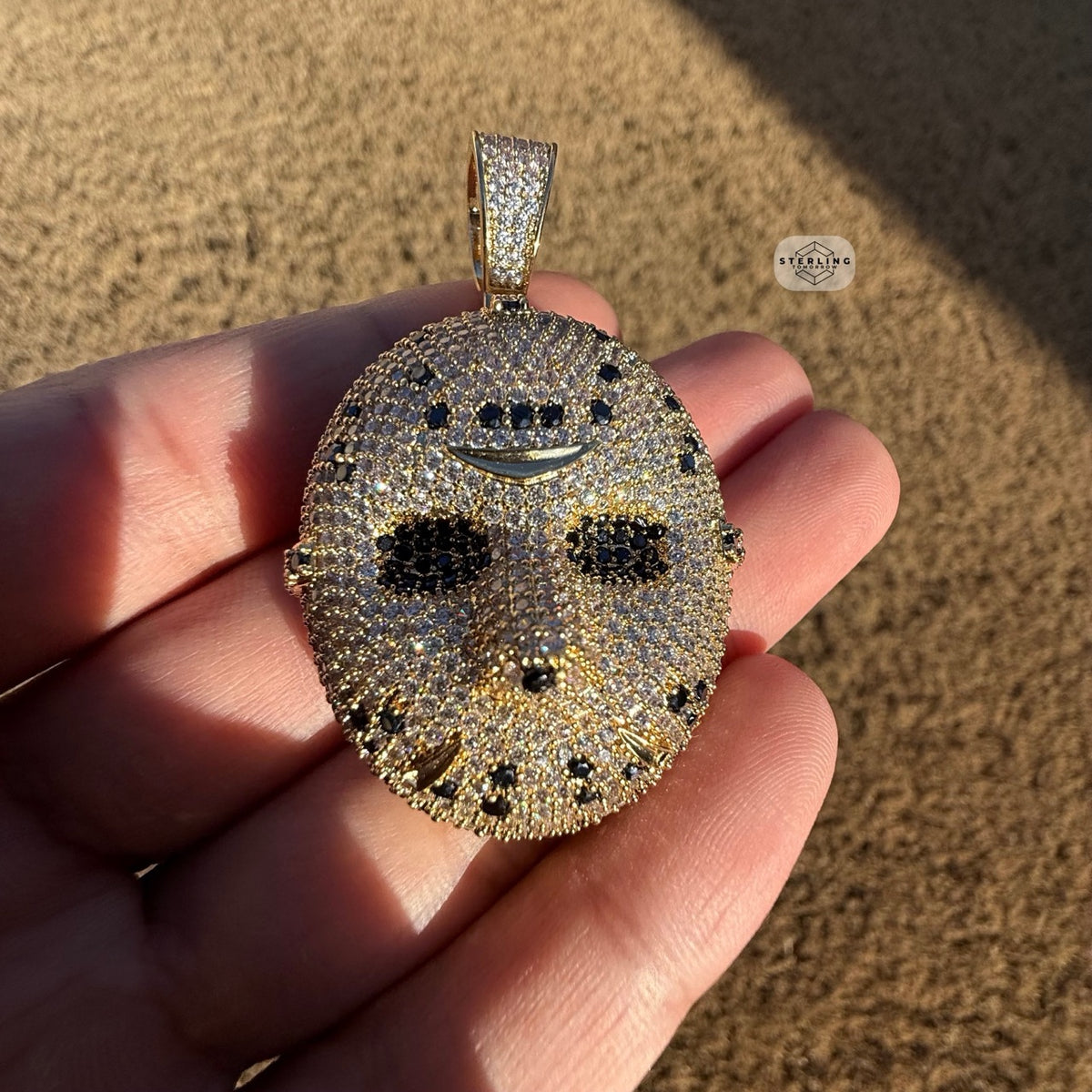 Hockey Iced Mask Out 14K Gold Plated Pendant
