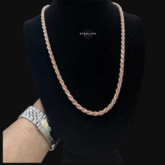 5mm Rose Gold Rope Chain Necklace 22 Inch 925 Sterling Silver Vermeil Made in Italy Heavy Italian Chain