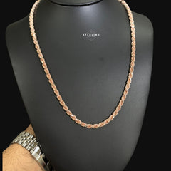 5mm Rose Gold Rope Chain Necklace 22 Inch 925 Sterling Silver Vermeil Made in Italy Heavy Italian Chain