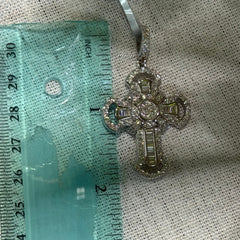 Moissanite Baguette Cross Pendant