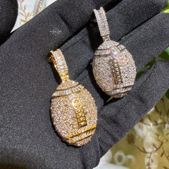 Iced Out Football Pendant + Steel Rope Chain