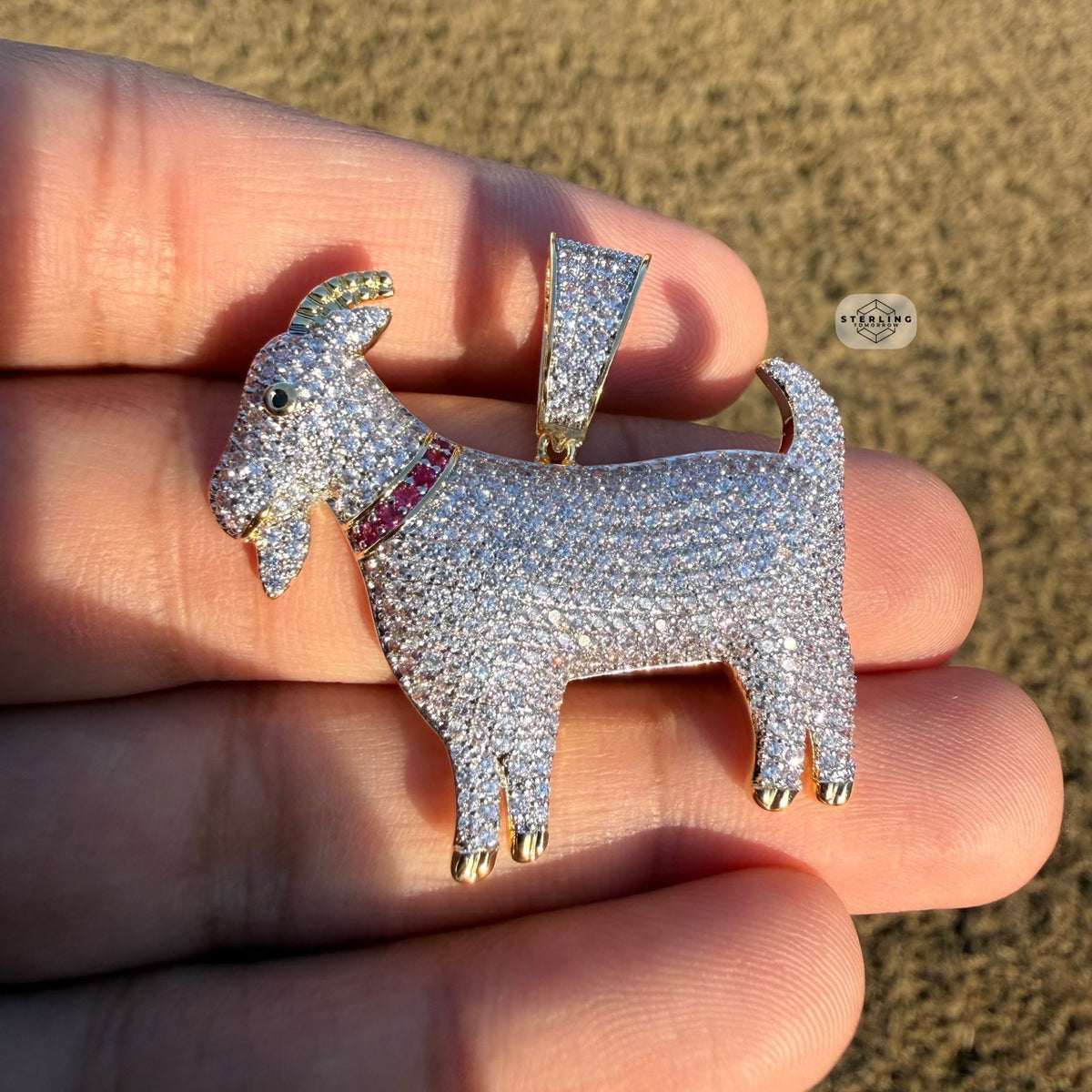 Goat Iced Out Pendant 14K Gold Plated