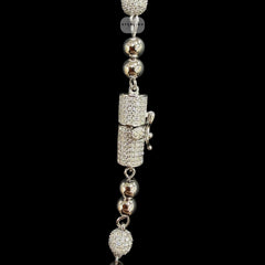 Moissanite Rosary Necklace, Iced Out Snowball Bead Jesus Crucifix, 925 Sterling Silver, 22 Inch